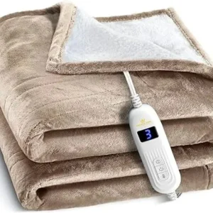 Manta térmica extremadamente suave y apagado automático (beige 50x60cm)
