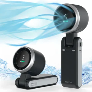Ventilador turbo portátil de mano, 5 velocidades, 3 en 1 con tecnología Air Turbo para viajes y playa (negro)