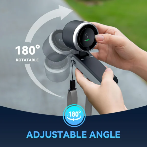 Ventilador turbo portátil de mano, 5 velocidades, 3 en 1 con tecnología Air Turbo para viajes y playa (negro) - Imagen 7