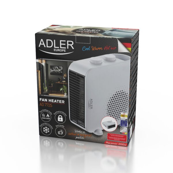11 Calefactor con ventilador Adler AD 7725 – Color blanco